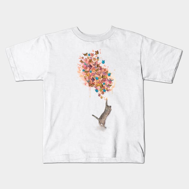 Catching Butterflies Kids T-Shirt by LauraGraves